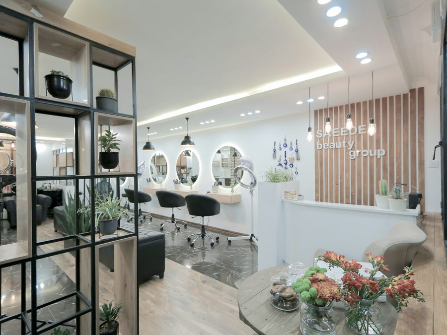 Regal mit Pflanzen im Salon